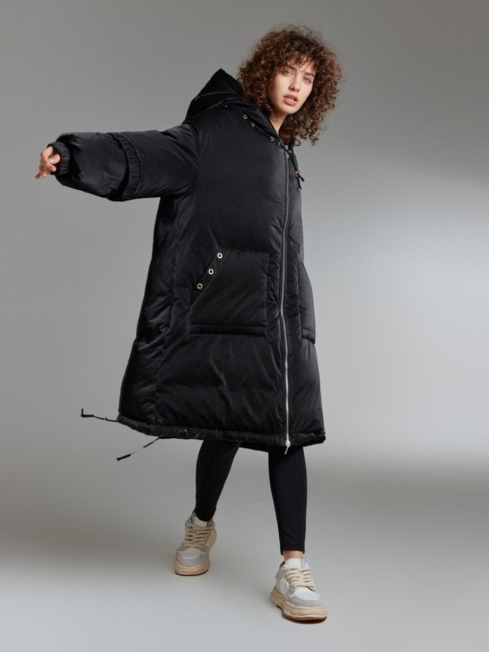 NWT LIT Hooded Down Puffer Jacket with Drawstring Hem sz XL Lagenlook